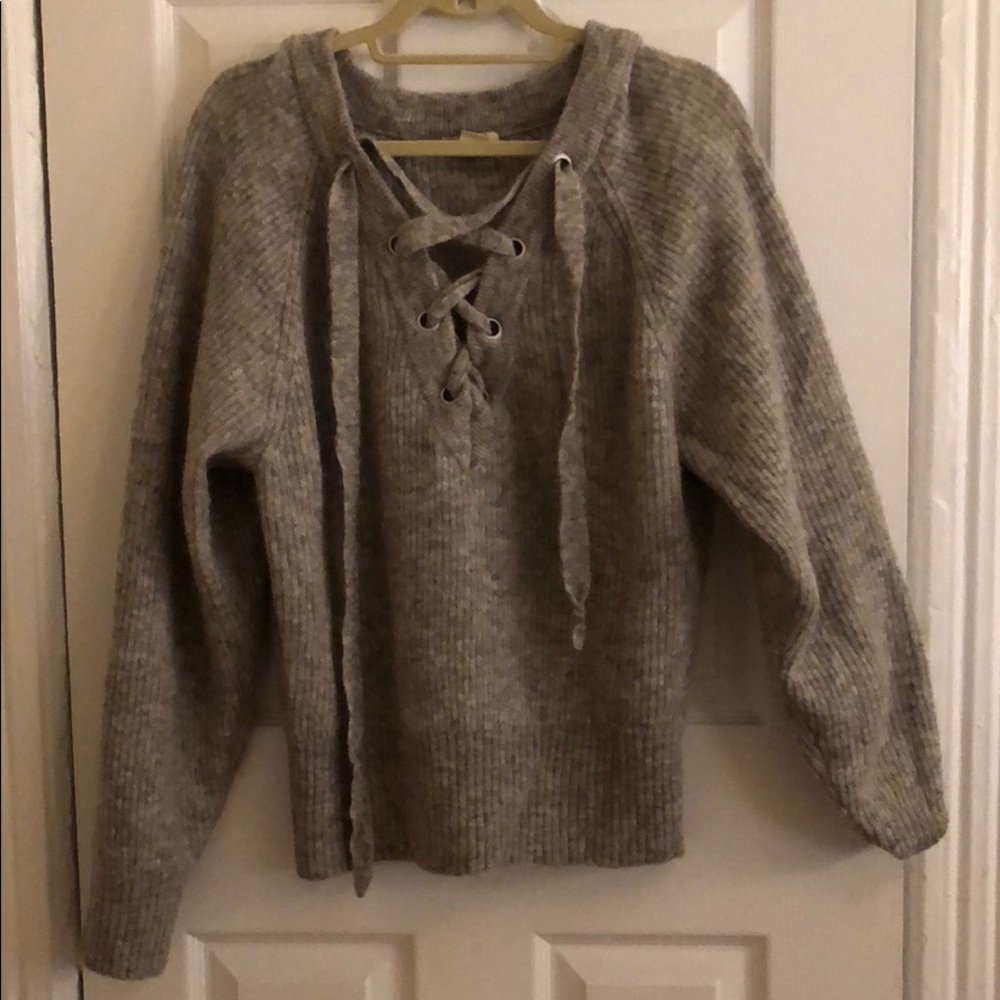 H&M lace up front sweater